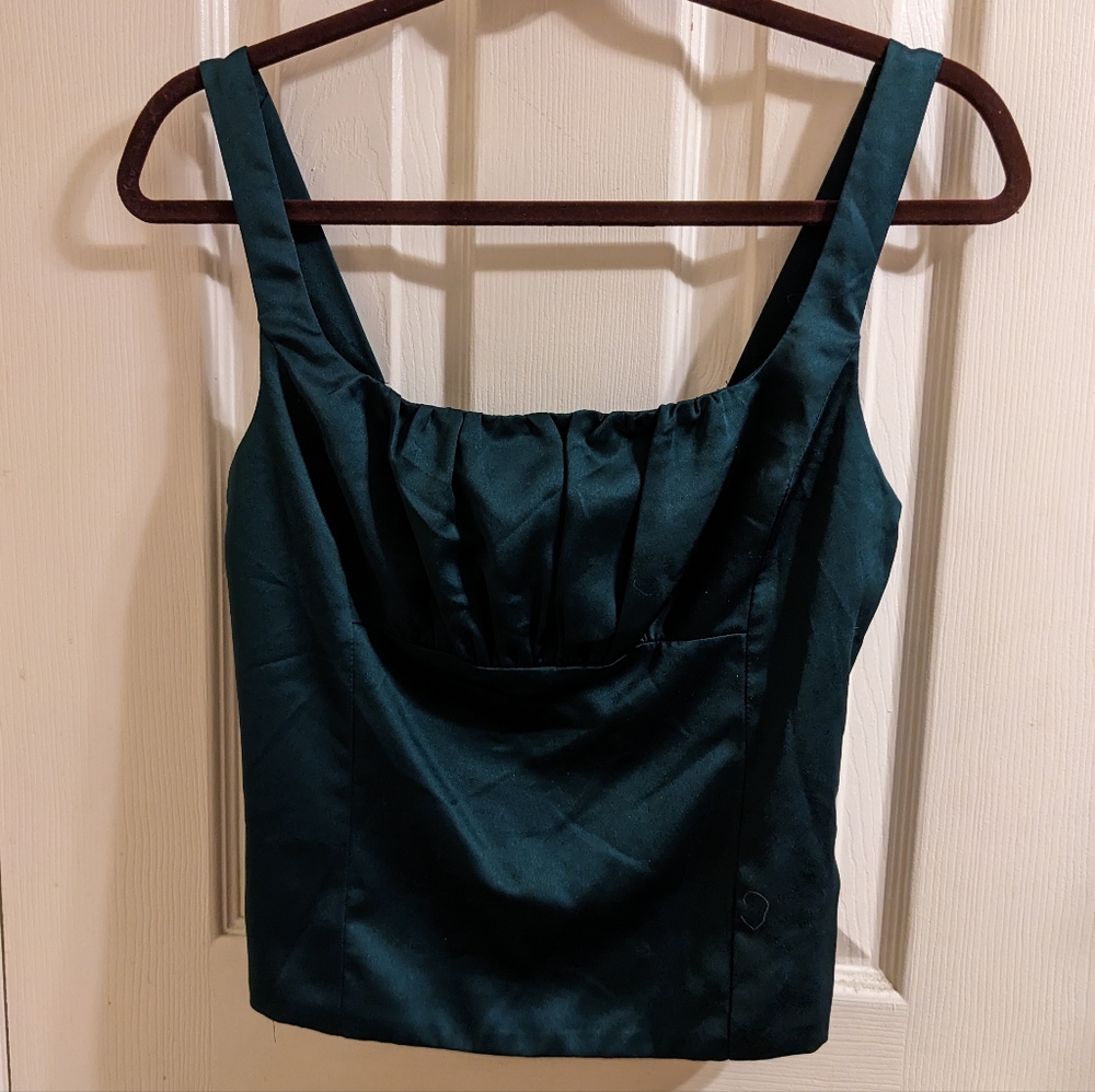 Dynamite Teal Satin Top